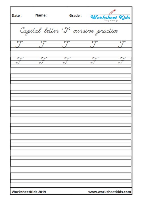 Capital F in cursive writing