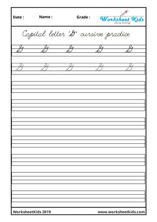 Capital G in cursive writing