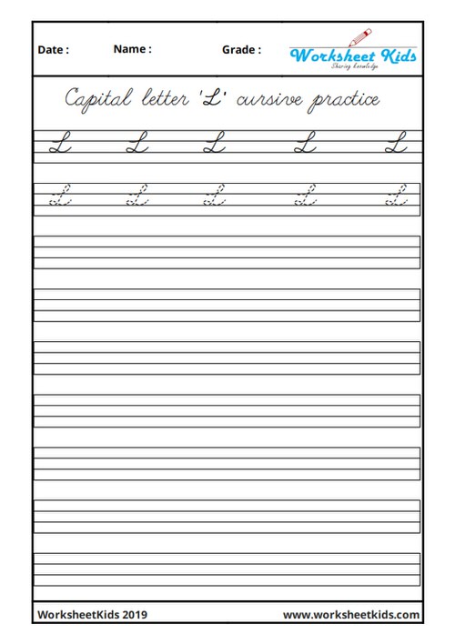 Capital L in cursive writing