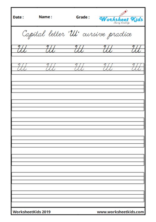 Capital W in cursive writing