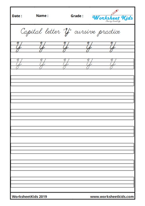 Capital Y in cursive writing