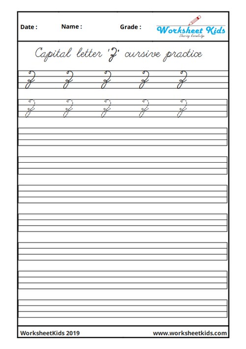 Capital Z in cursive writing