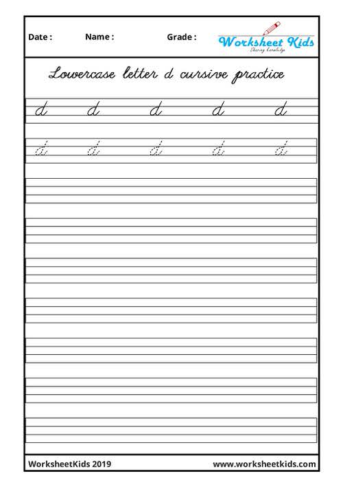 Lowercase Small letter d cursive writing