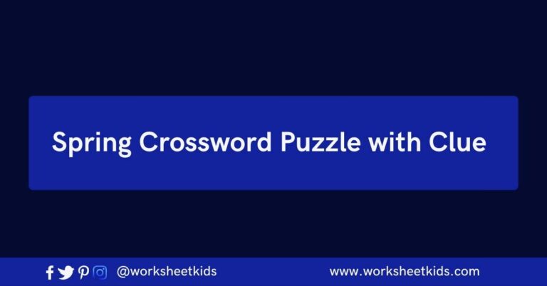 Spring crosswords puzzle with clue for kids and teachers