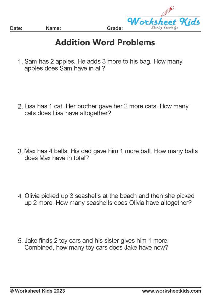 addition word problems 1st grade