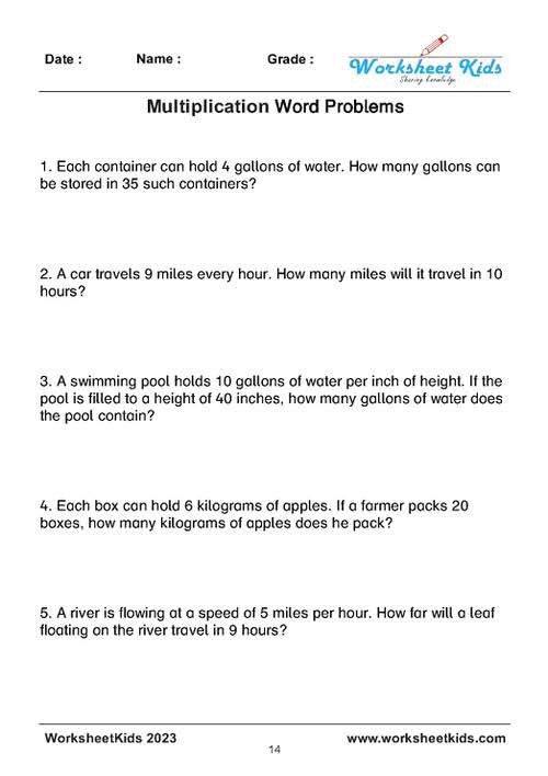 double digit multiplication word problems