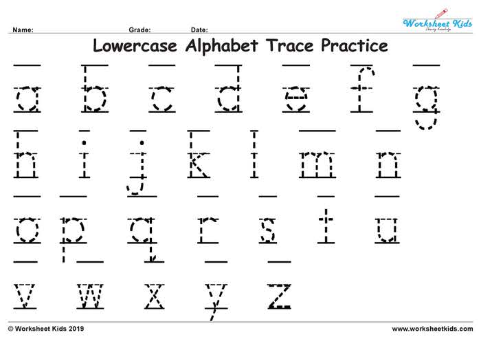 lowercase Alphabet Tracing Flashcards for preschool and Kindergarten Kids