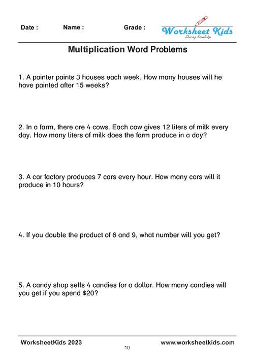 multiplication word problems for 2nd grade
