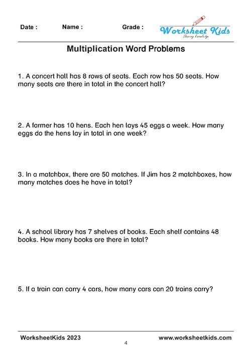 multiplication word problems grade 5