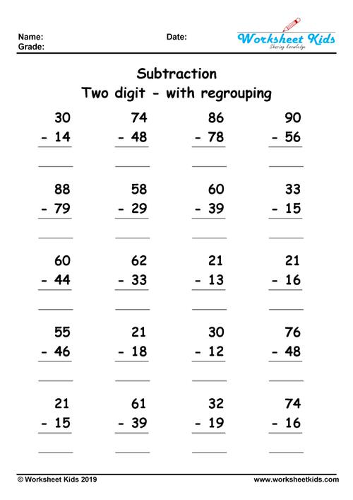 subtraction worksheets for grade 2 with borrowing