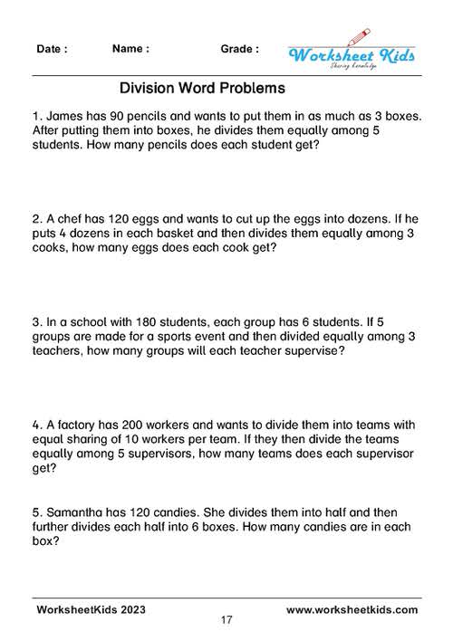 3 step division word problems for grade 4
