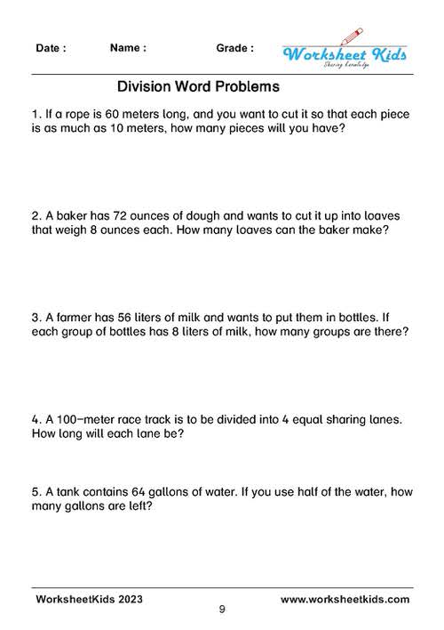 measurement division word problems