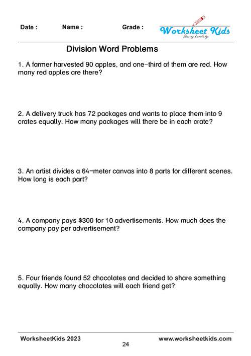 partitive and measurements division word problems