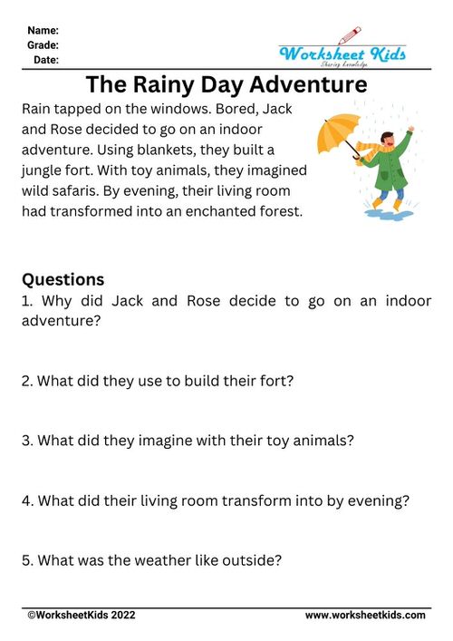 Grade 2 reading worksheets with short stories PDF free